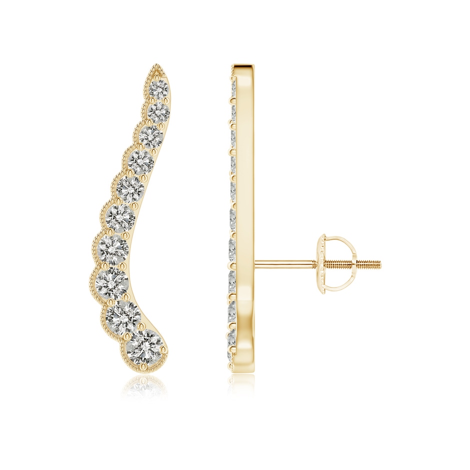 2.5mm KI3 Diamond Wavy Ear Climbers with Milgrain in Yellow Gold 