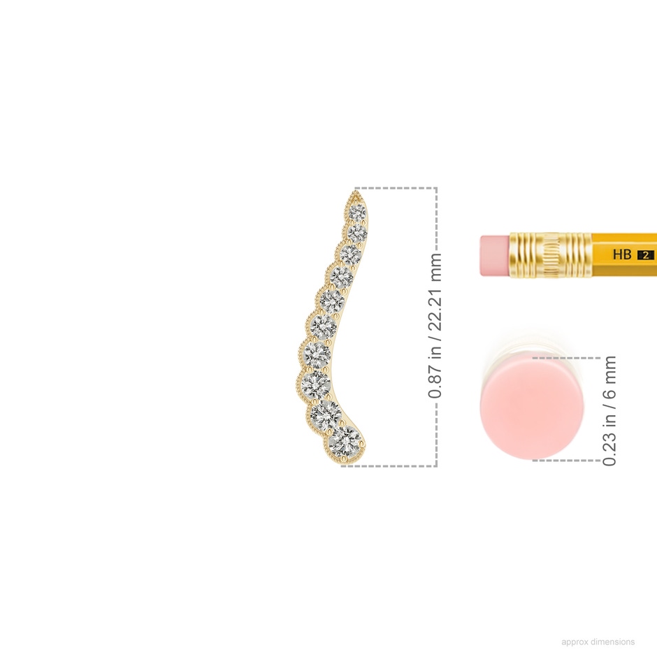 2.5mm KI3 Diamond Wavy Ear Climbers with Milgrain in Yellow Gold ruler