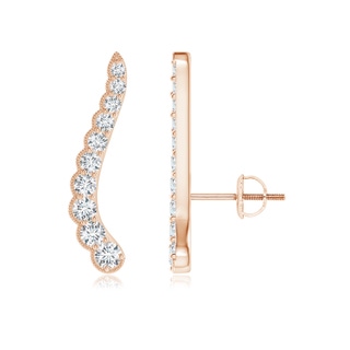 2mm GVS2 Diamond Wavy Ear Climbers with Milgrain in 10K Rose Gold