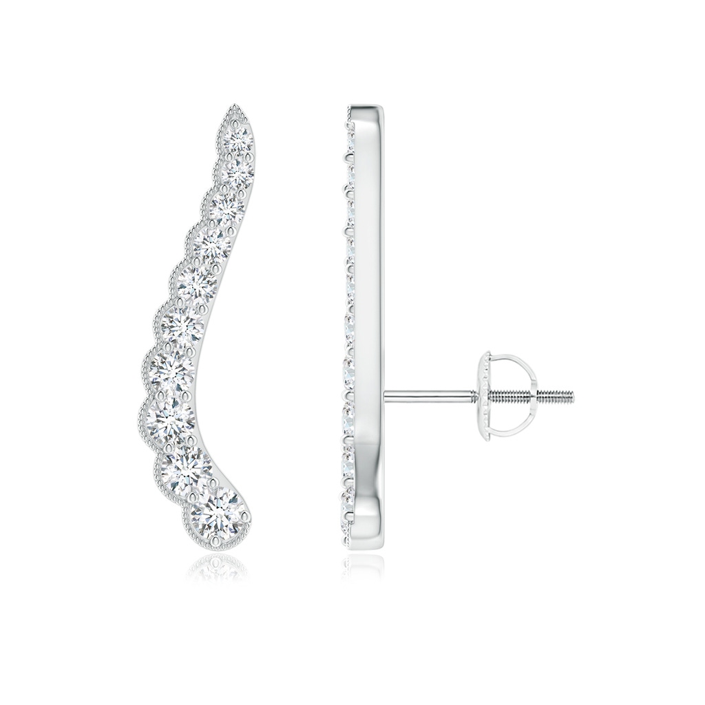 2mm GVS2 Diamond Wavy Ear Climbers with Milgrain in White Gold