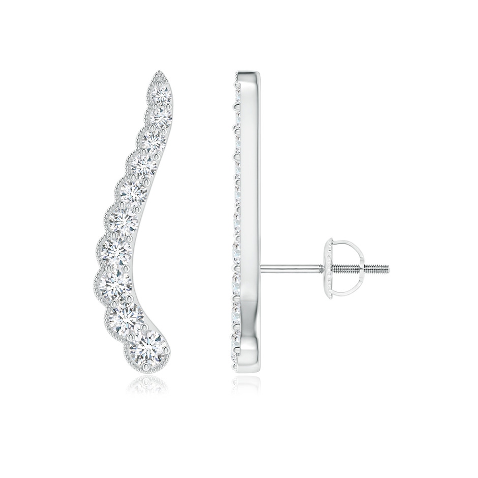 2mm GVS2 Diamond Wavy Ear Climbers with Milgrain in White Gold 