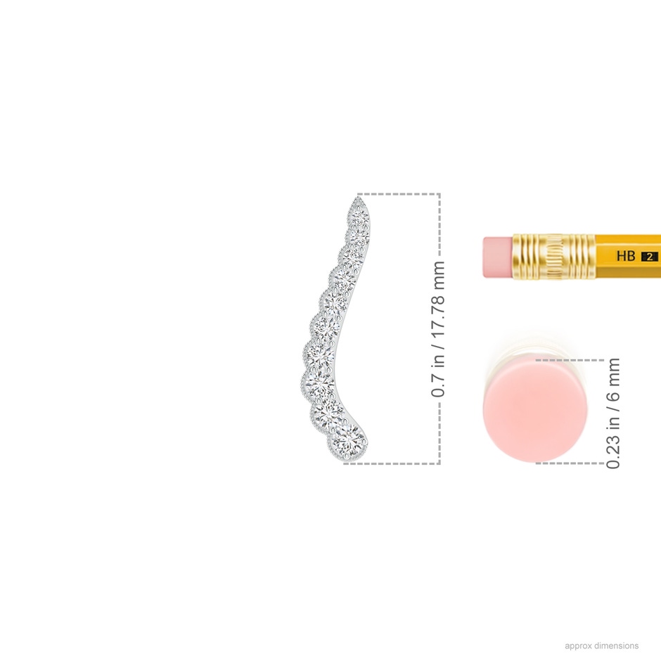 2mm HSI2 Diamond Wavy Ear Climbers with Milgrain in White Gold ruler