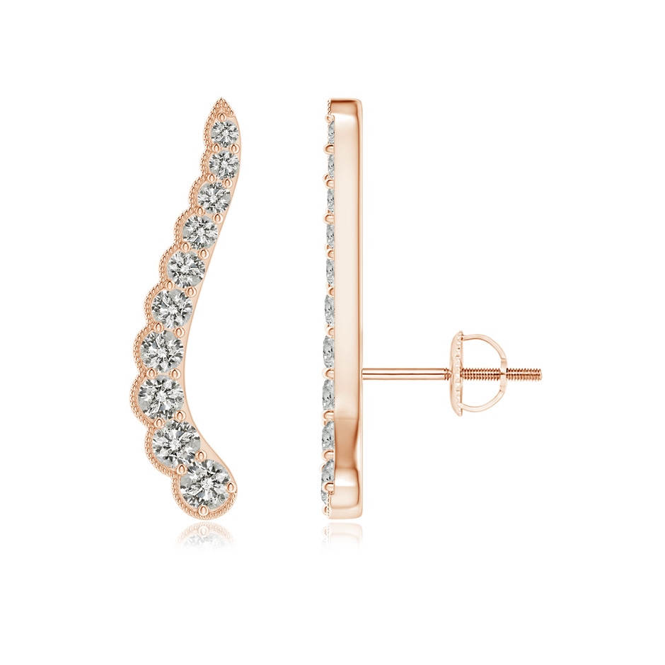 2mm KI3 Diamond Wavy Ear Climbers with Milgrain in Rose Gold 
