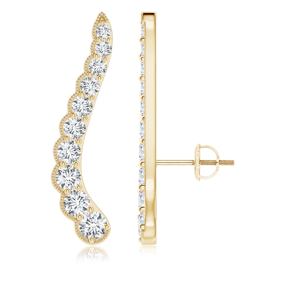 3.1mm GVS2 Diamond Wavy Ear Climbers with Milgrain in Yellow Gold 
