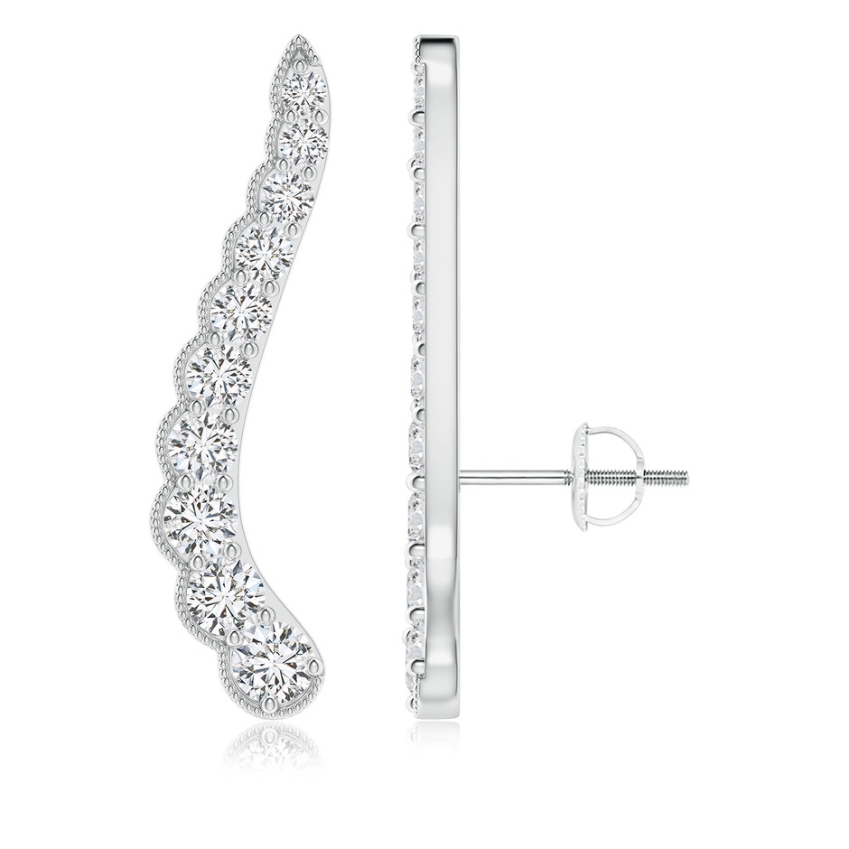 3.1mm HSI2 Diamond Wavy Ear Climbers with Milgrain in White Gold 