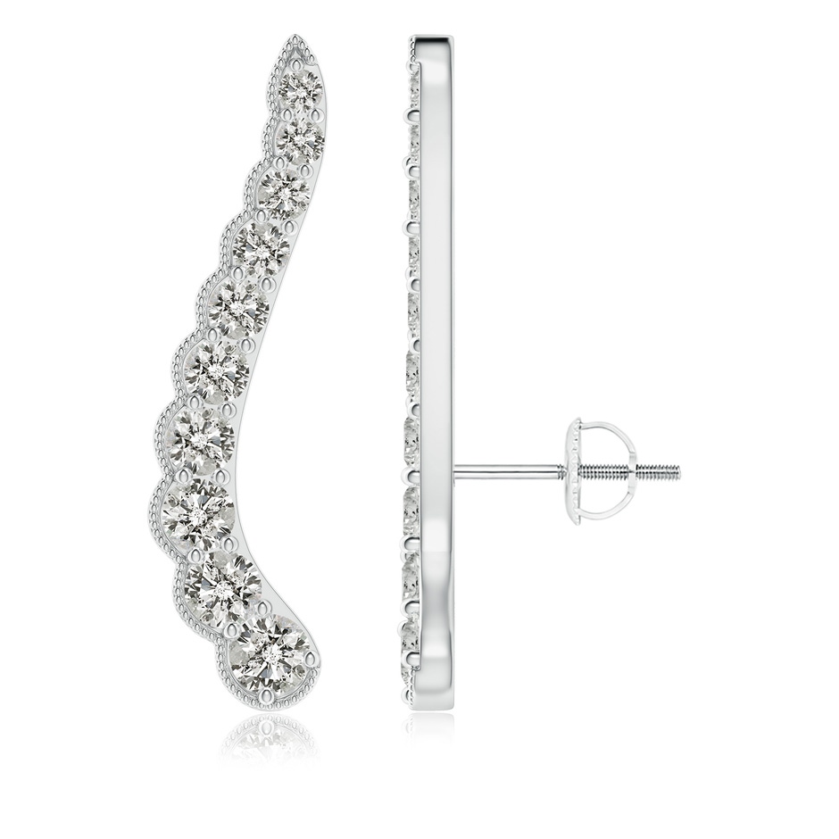 3.1mm KI3 Diamond Wavy Ear Climbers with Milgrain in White Gold 