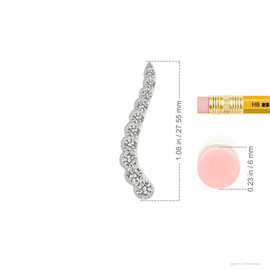 3.1mm KI3 Diamond Wavy Ear Climbers with Milgrain in White Gold ruler