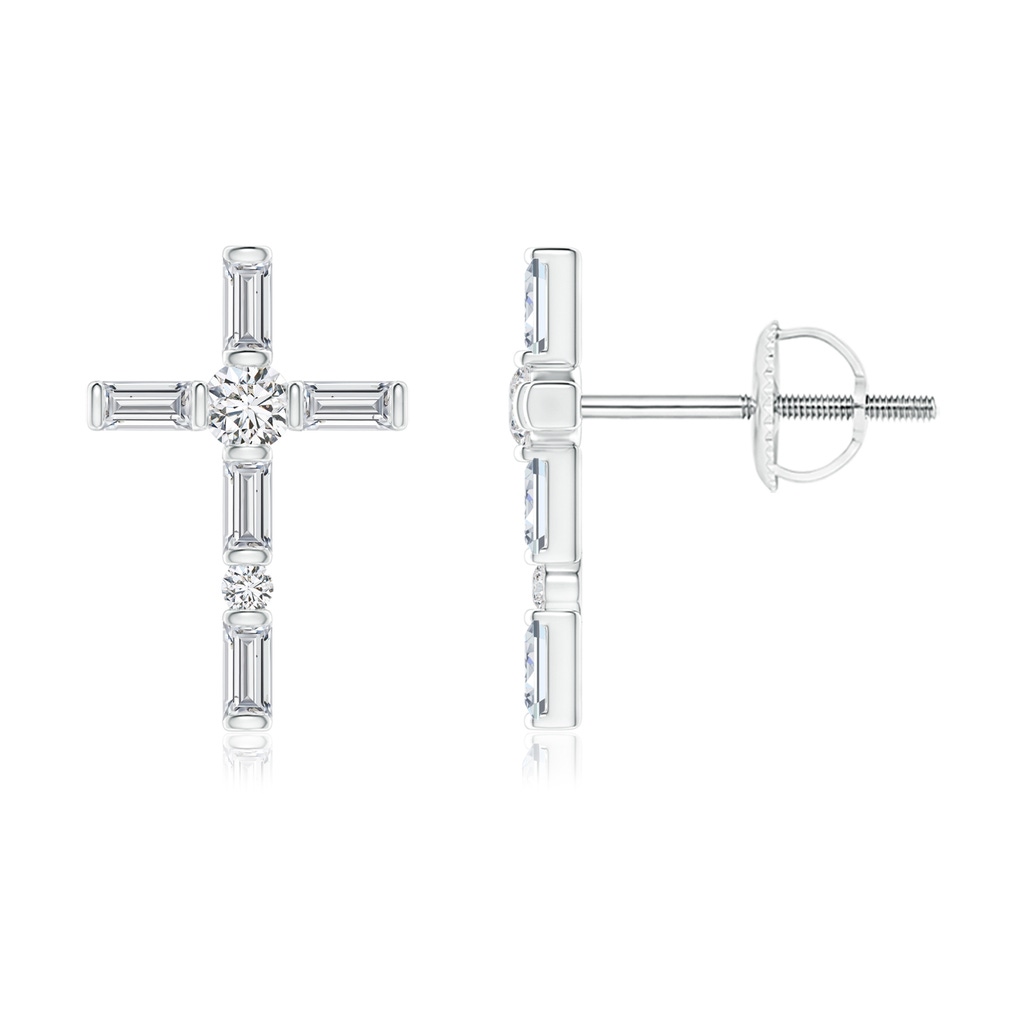 2.5x1.25mm HSI2 Bar-Set Baguette Diamond Cross Stud Earrings in White Gold