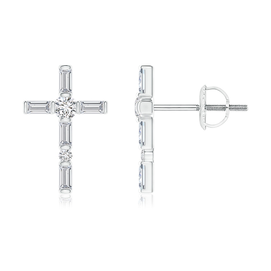 2.5x1.25mm HSI2 Bar-Set Baguette Diamond Cross Stud Earrings in White Gold 