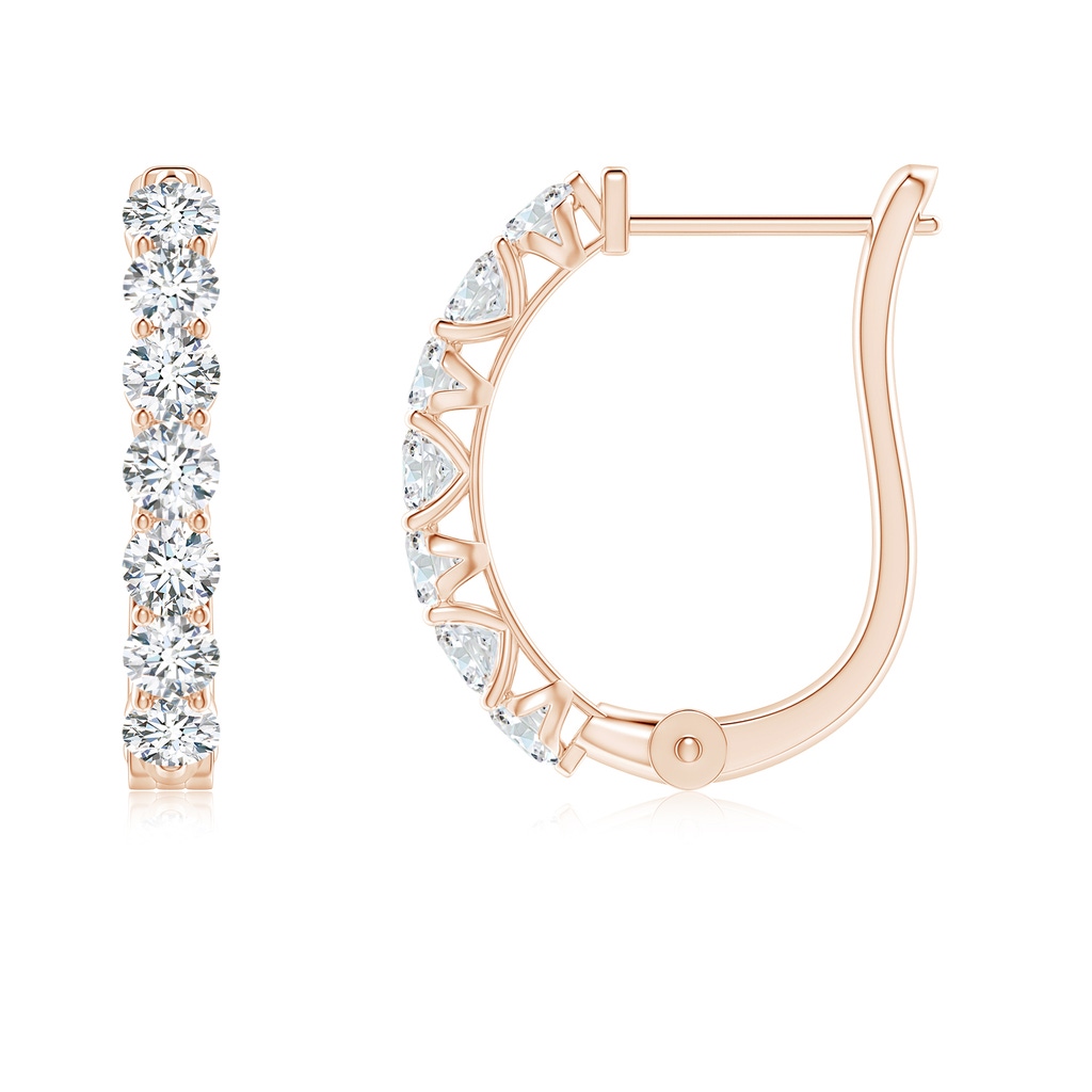 2.5mm GVS2 Diamond Huggie Hoop Earrings in Rose Gold
