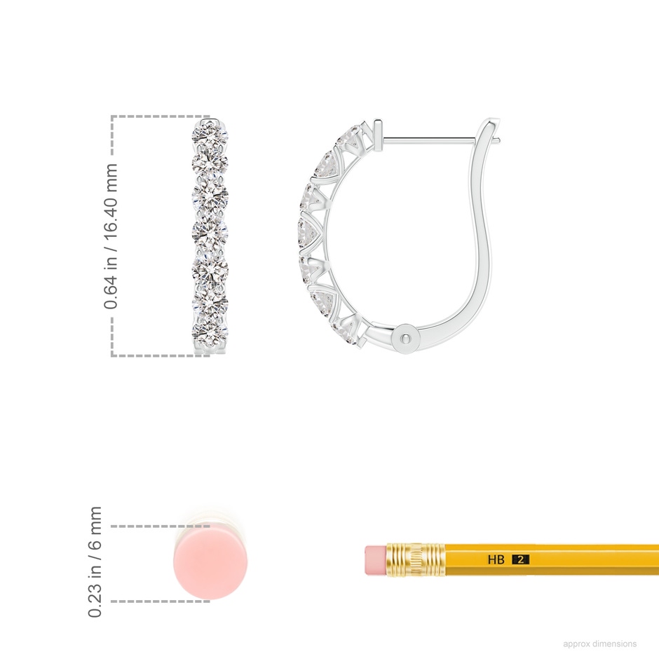 2.5mm IJI1I2 Diamond Huggie Hoop Earrings in P950 Platinum ruler