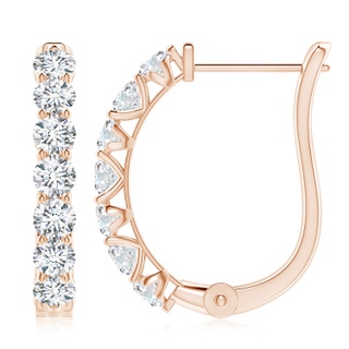 3.4mm GVS2 Diamond Huggie Hoop Earrings in 18K Rose Gold