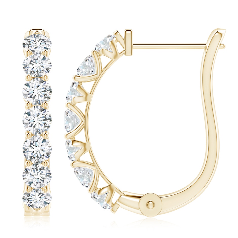 3.4mm GVS2 Diamond Huggie Hoop Earrings in Yellow Gold 