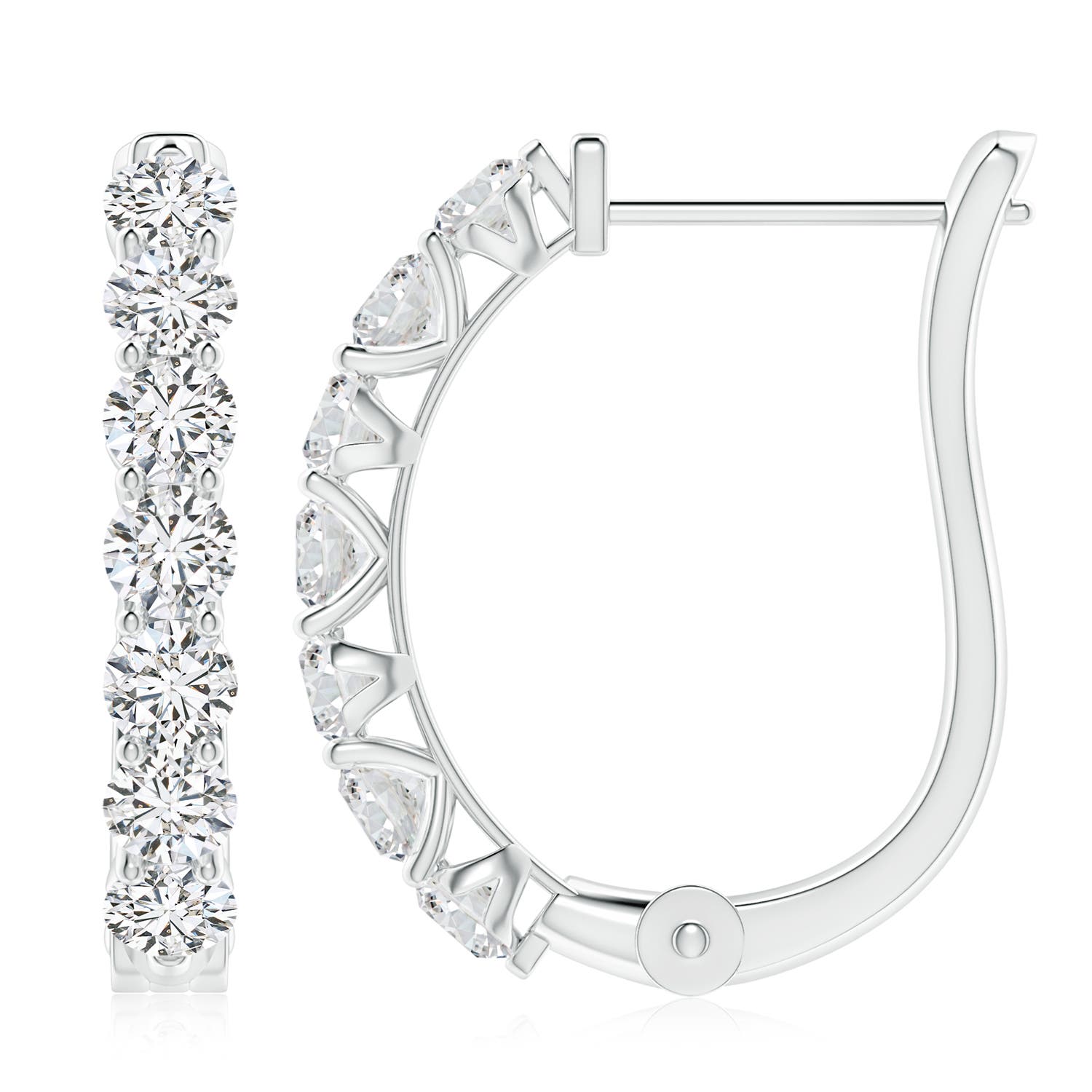 3.4mm HSI2 Diamond Huggie Hoop Earrings in 18K White Gold