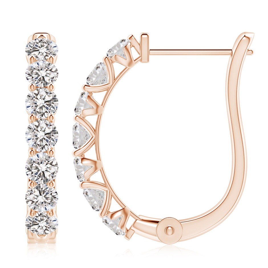 3.4mm IJI1I2 Diamond Huggie Hoop Earrings in 18K Rose Gold 