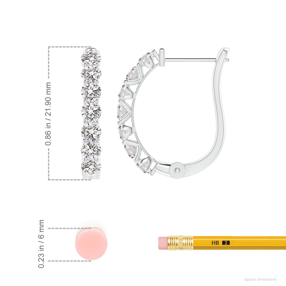 3mm IJI1I2 Diamond Huggie Hoop Earrings in P950 Platinum ruler
