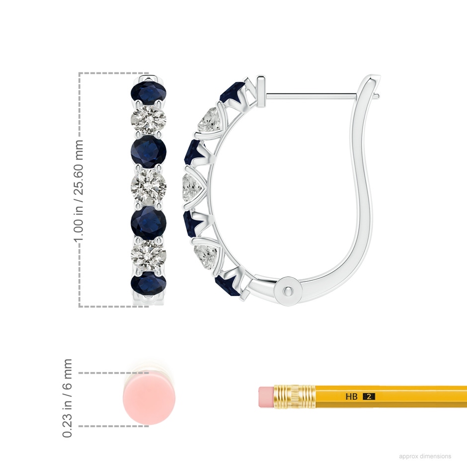 3.5mm A Sapphire and Diamond Huggie Hoop Earrings in P950 Platinum ruler