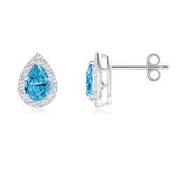 Hoops Platinum Blue Diamond Earrings