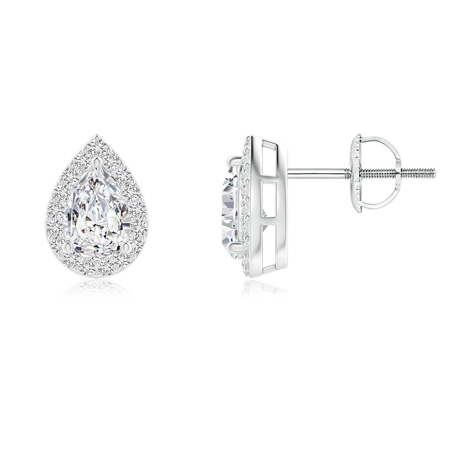6x4mm HSI2 Pear-Shaped Diamond Halo Stud Earrings in P950 Platinum 