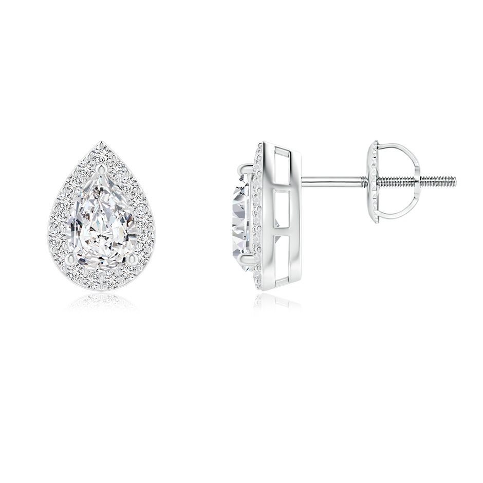 6x4mm HSI2 Pear-Shaped Diamond Halo Stud Earrings in White Gold 