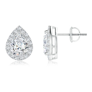 7.7x5.7mm GVS2 Pear-Shaped Diamond Halo Stud Earrings in P950 Platinum