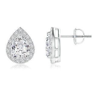 7.7x5.7mm HSI2 Pear-Shaped Diamond Halo Stud Earrings in P950 Platinum