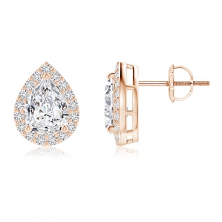 7.7x5.7mm HSI2 Pear-Shaped Diamond Halo Stud Earrings in Rose Gold