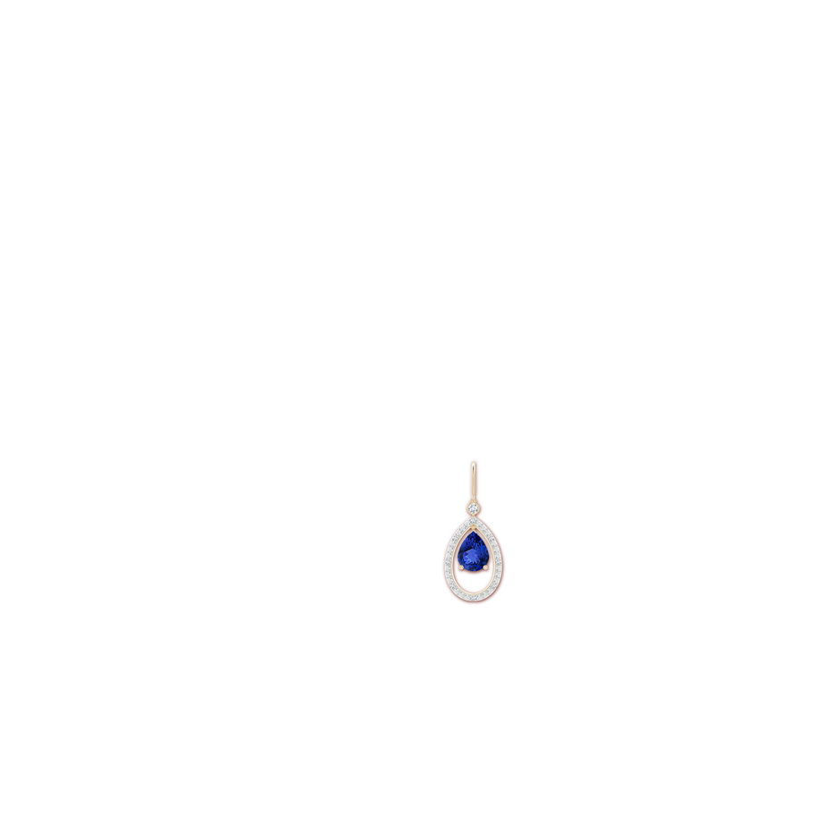 9x7mm AAA Pear Tanzanite Fish Hook Dangle Earrings with Diamond in Yellow Gold body-ear