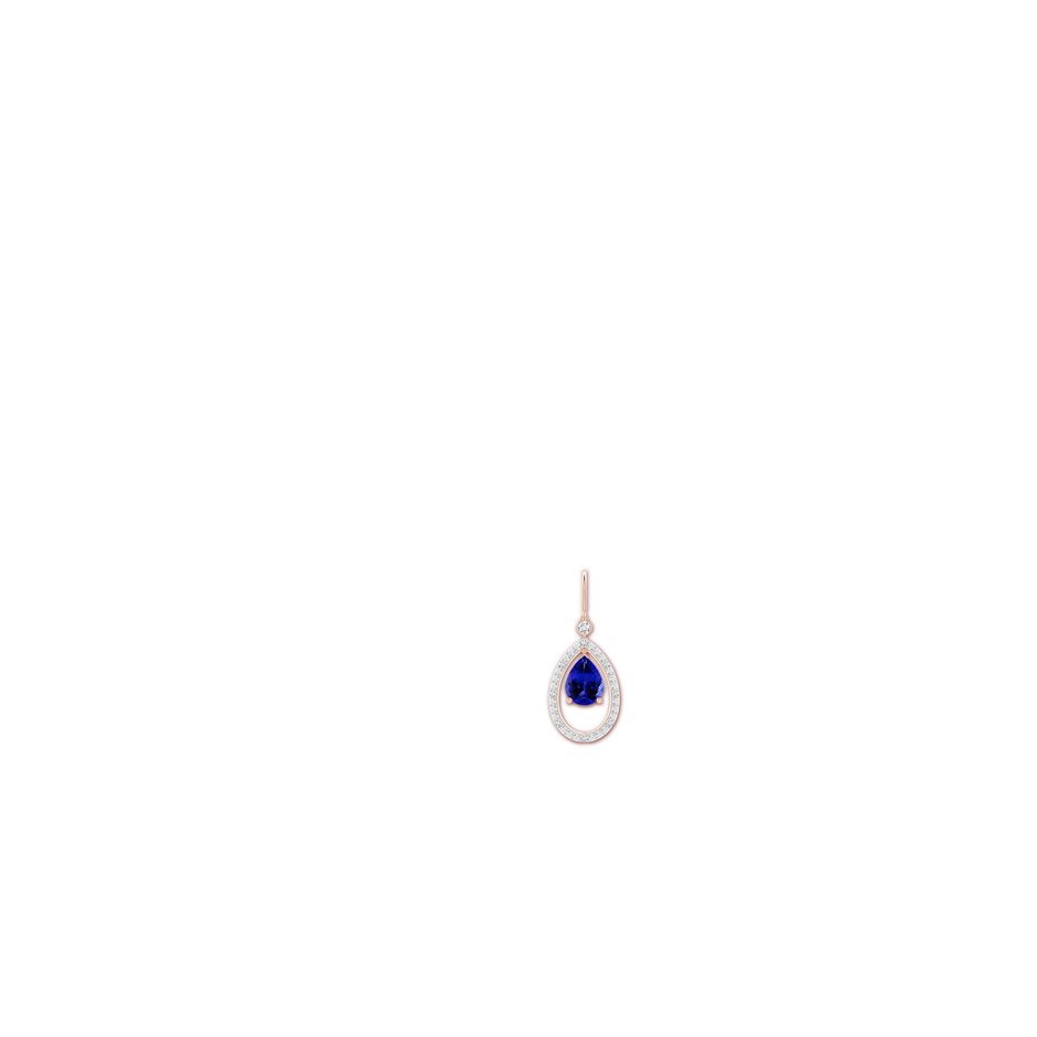 9x7mm AAAA Pear Tanzanite Fish Hook Dangle Earrings with Diamond in Rose Gold body-ear