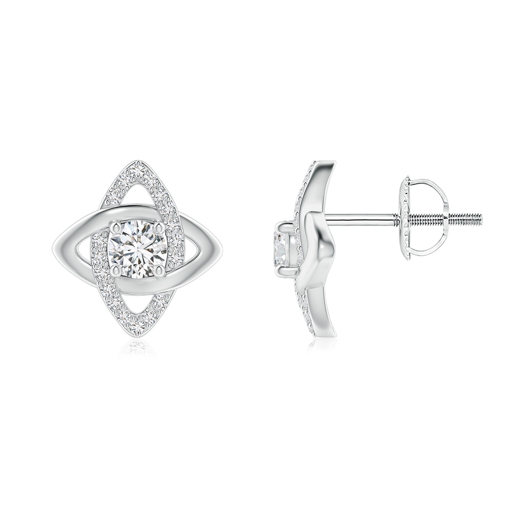 4.1mm HSI2 Round Diamond Interlinked Marquise Frame Halo Stud Earrings in White Gold