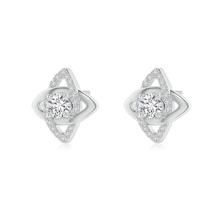 4.1mm HSI2 Round Diamond Interlinked Marquise Frame Halo Stud Earrings in White Gold side-1