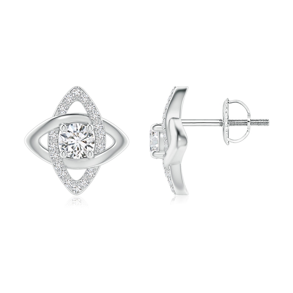 4.4mm HSI2 Round Diamond Interlinked Marquise Frame Halo Stud Earrings in White Gold 