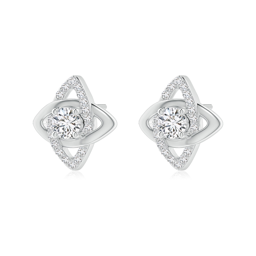 4.4mm HSI2 Round Diamond Interlinked Marquise Frame Halo Stud Earrings in White Gold Side-1