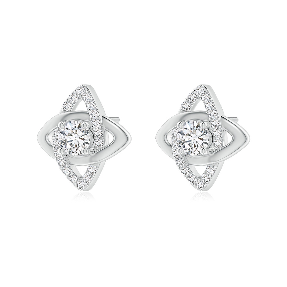 4.4mm HSI2 Round Diamond Interlinked Marquise Frame Halo Stud Earrings in White Gold side-1