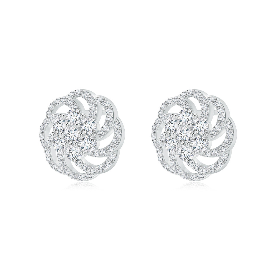 2.5mm GVS2 Clustre Diamond Floral Swirl Halo Stud Earrings in White Gold side-1