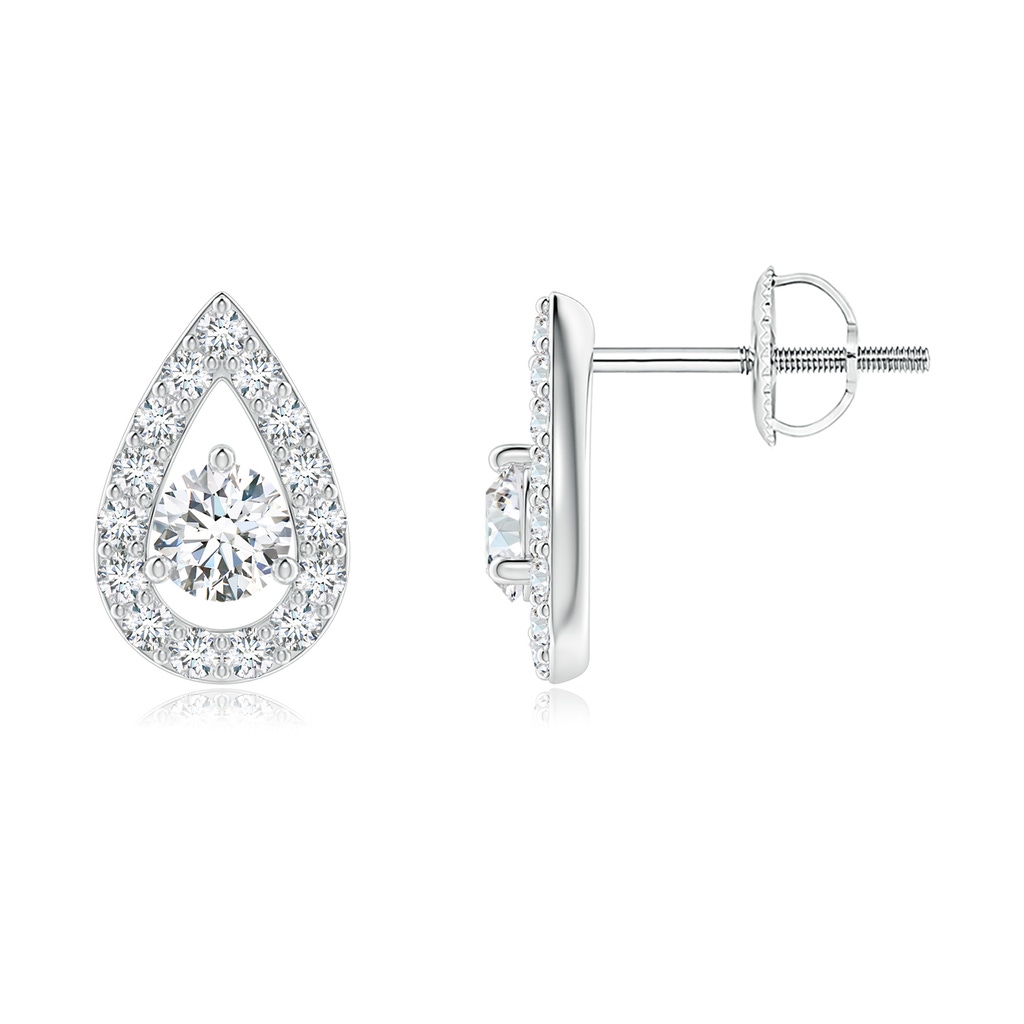 3.9mm GVS2 Round Diamond Pear Halo Stud Earrings in White Gold