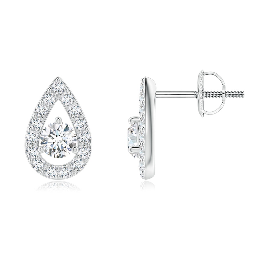 3.9mm GVS2 Round Diamond Pear Halo Stud Earrings in White Gold 