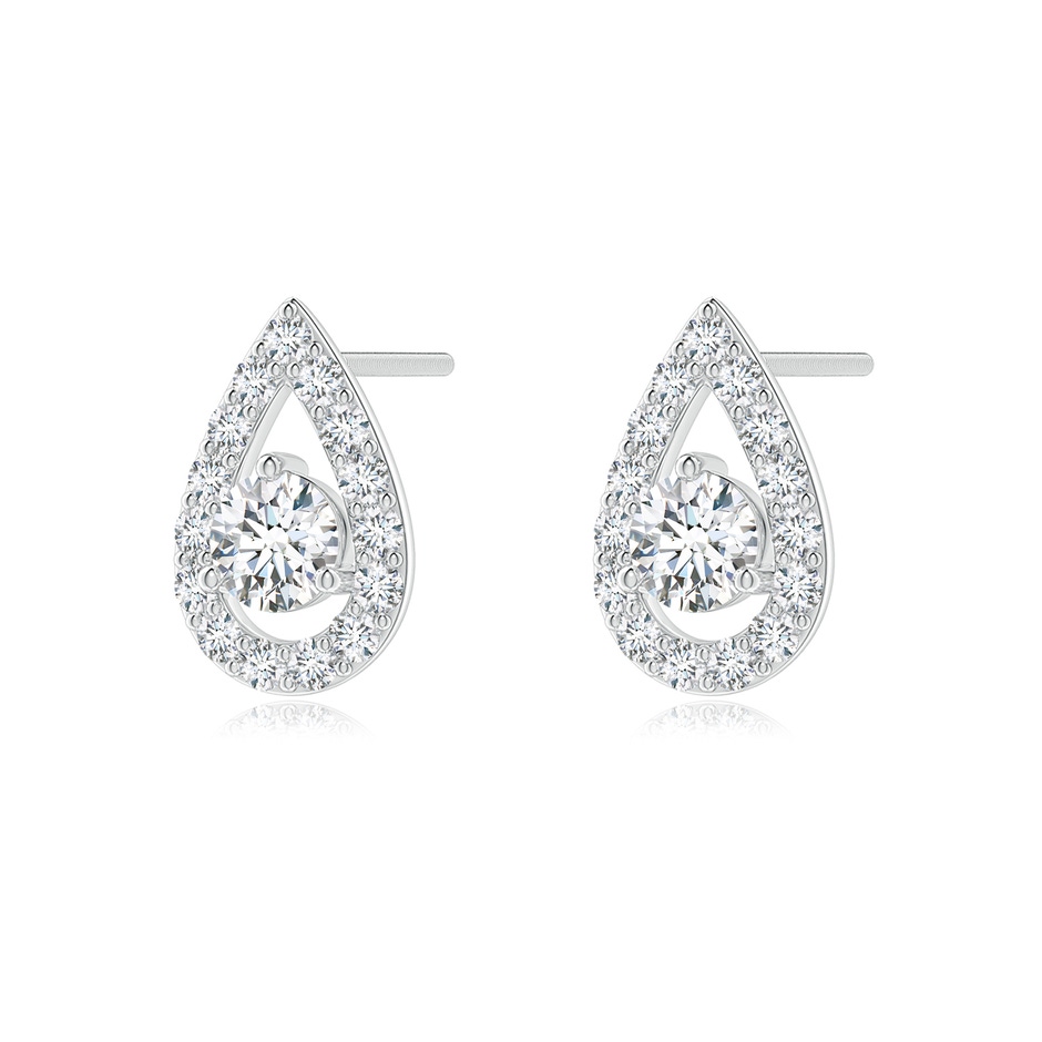 3.9mm GVS2 Round Diamond Pear Halo Stud Earrings in White Gold side-1