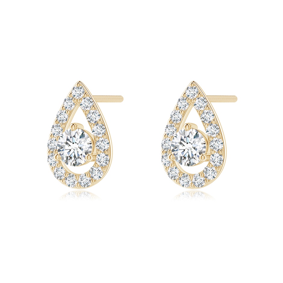 3.9mm GVS2 Round Diamond Pear Halo Stud Earrings in Yellow Gold side-1