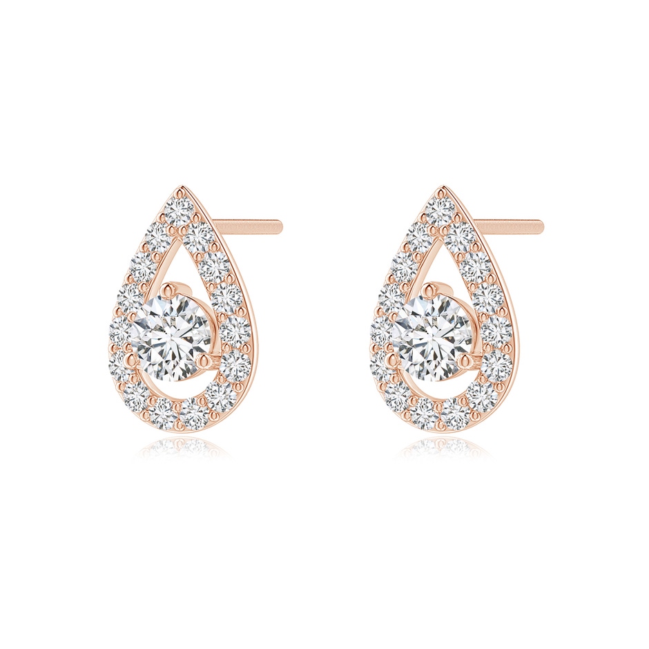 3.9mm HSI2 Round Diamond Pear Halo Stud Earrings in Rose Gold side-1