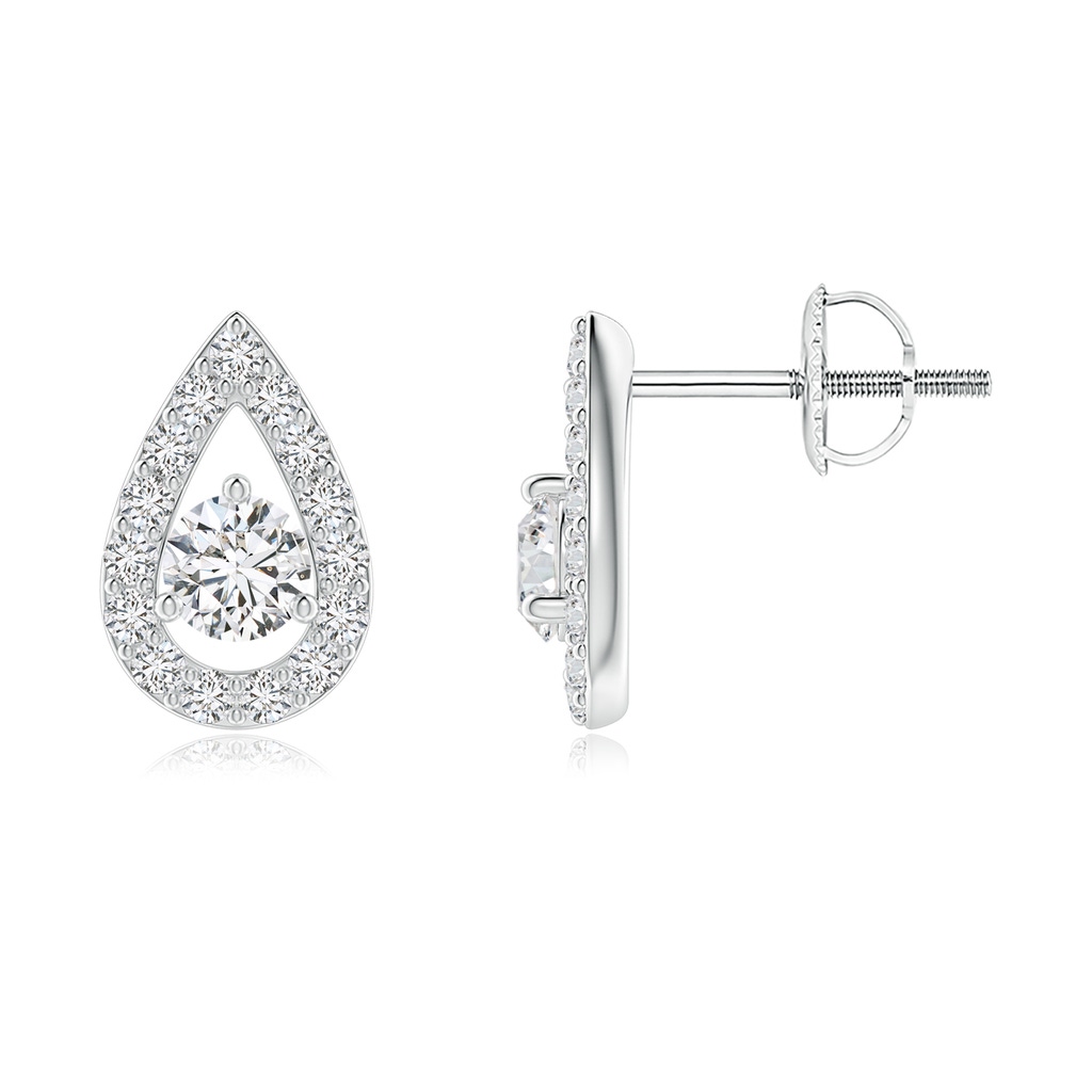 3.9mm HSI2 Round Diamond Pear Halo Stud Earrings in White Gold