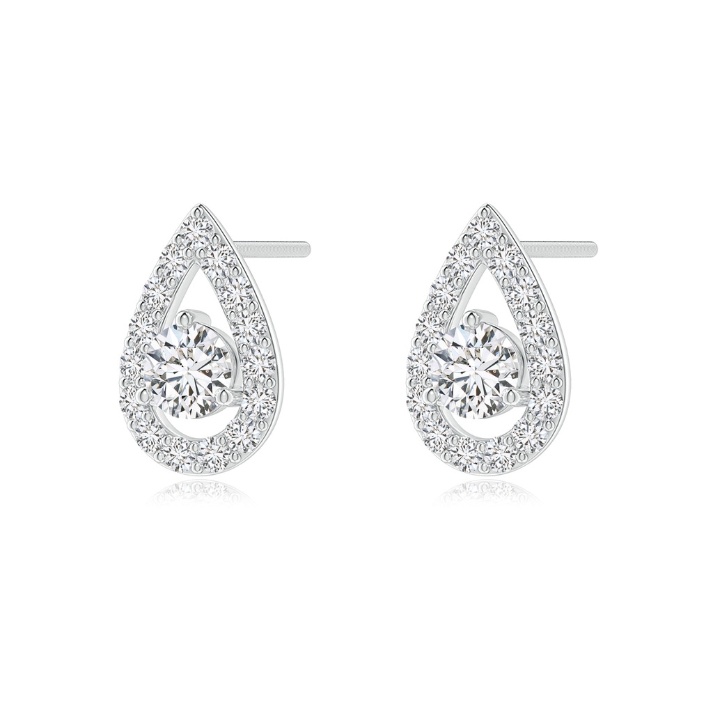 3.9mm HSI2 Round Diamond Pear Halo Stud Earrings in White Gold - side_1