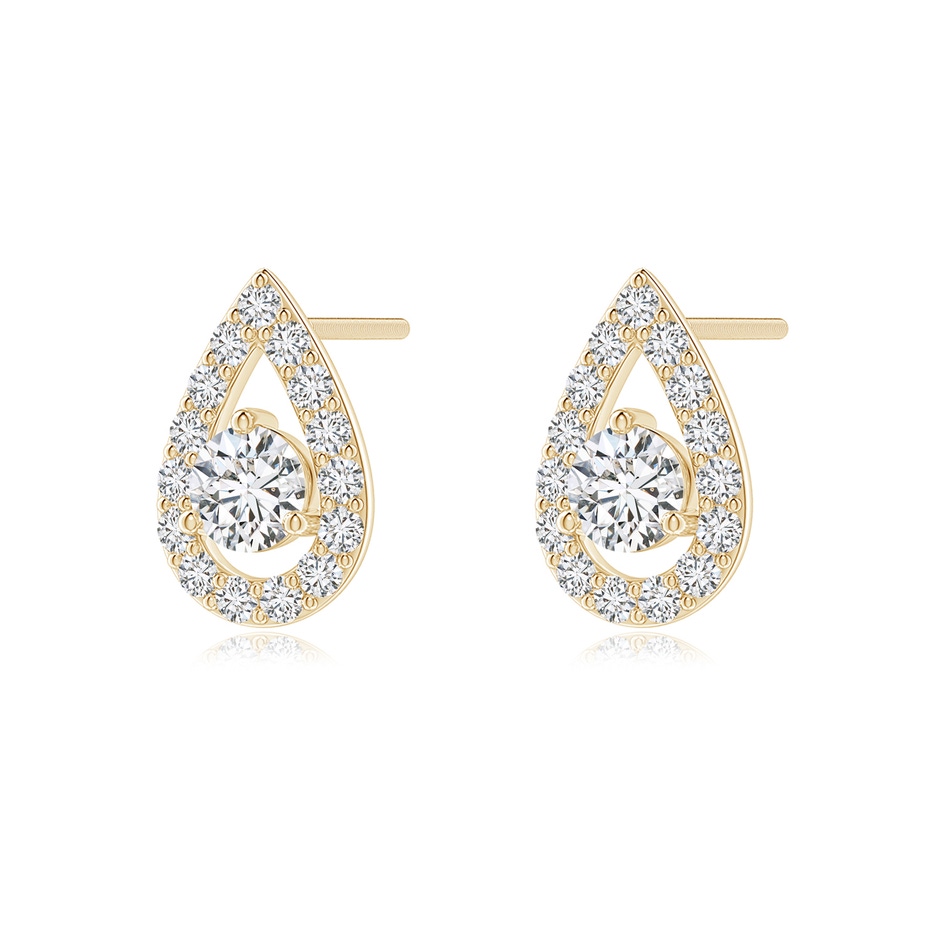 3.9mm HSI2 Round Diamond Pear Halo Stud Earrings in Yellow Gold side-1