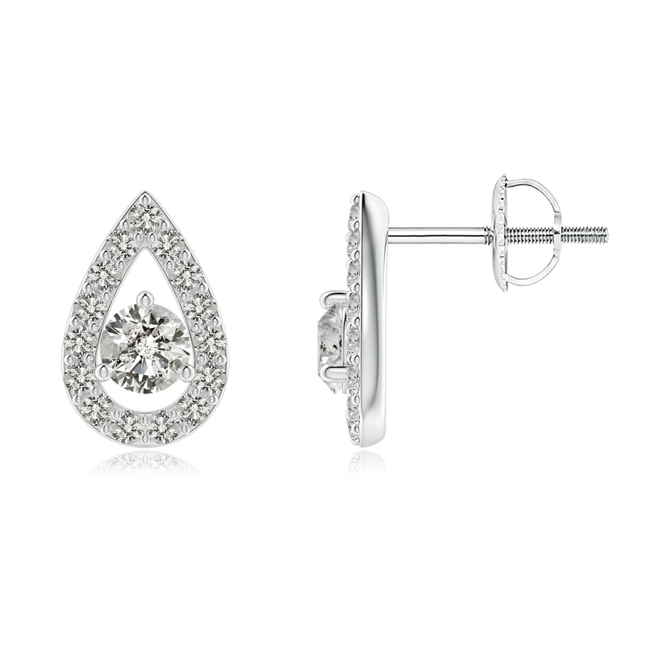 3.9mm KI3 Round Diamond Pear Halo Stud Earrings in White Gold 