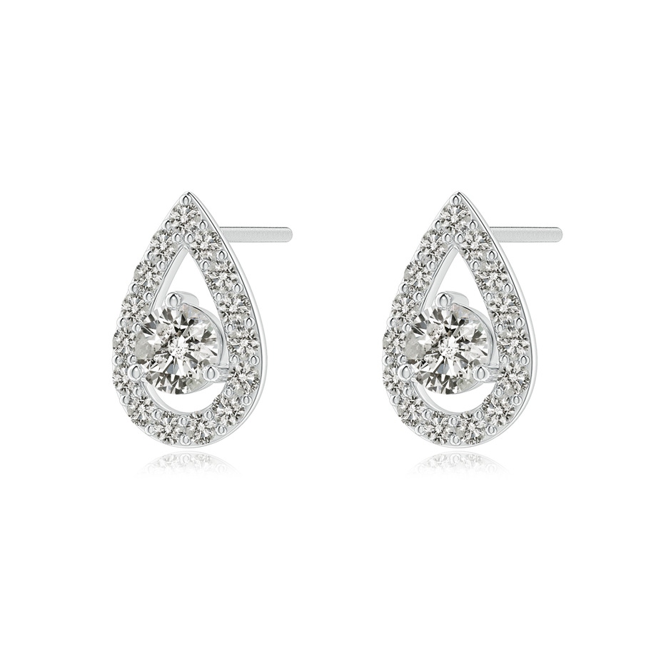 3.9mm KI3 Round Diamond Pear Halo Stud Earrings in White Gold side-1