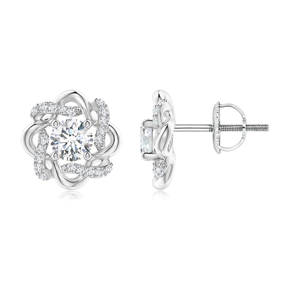 4.2mm GVS2 Round Diamond Knot Halo Stud Earrings in P950 Platinum 