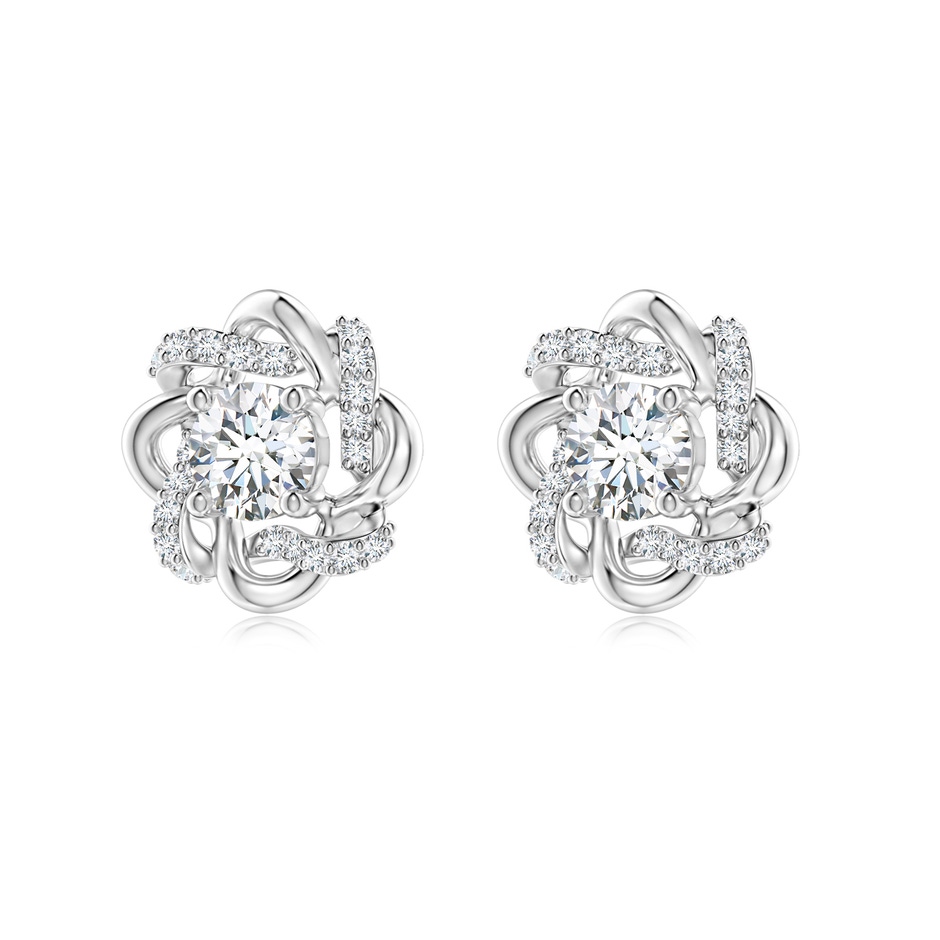 4.2mm GVS2 Round Diamond Knot Halo Stud Earrings in P950 Platinum side-1