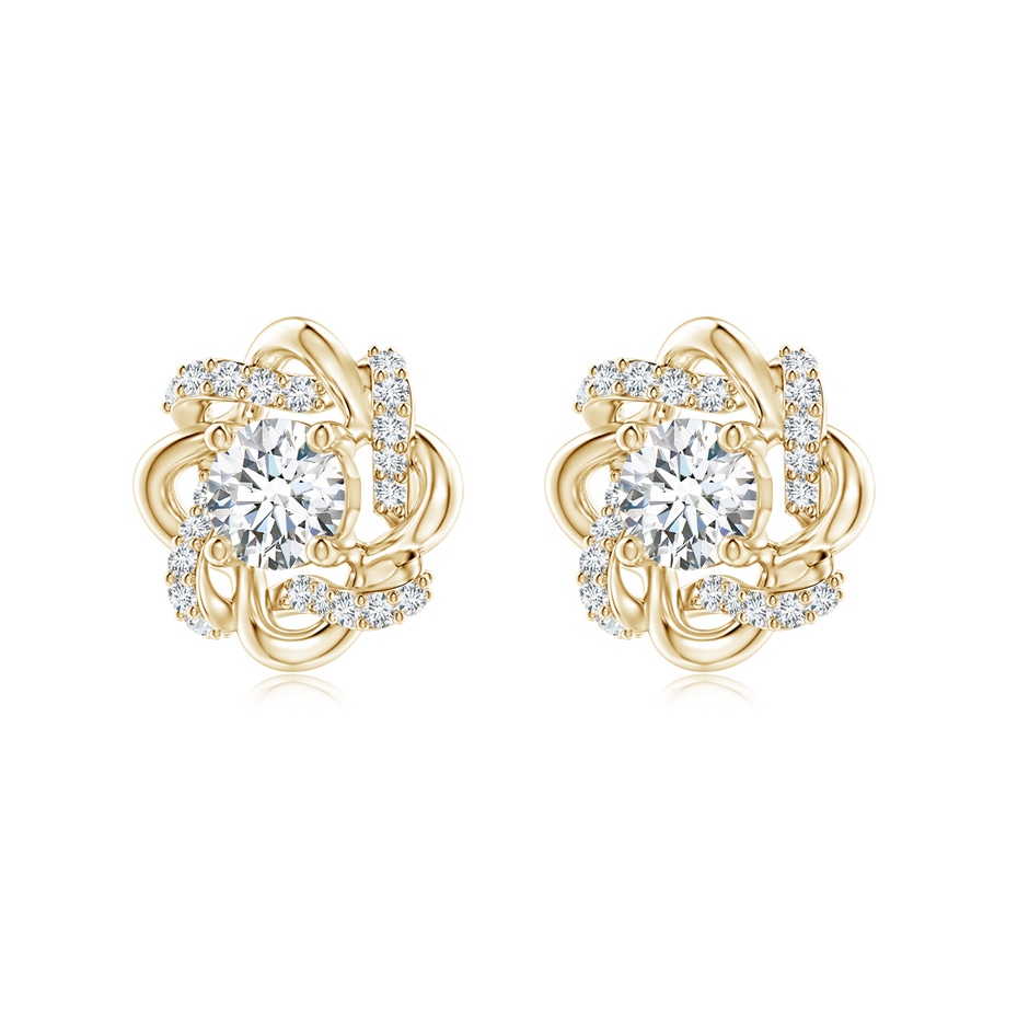 4.2mm GVS2 Round Diamond Knot Halo Stud Earrings in Yellow Gold side-1