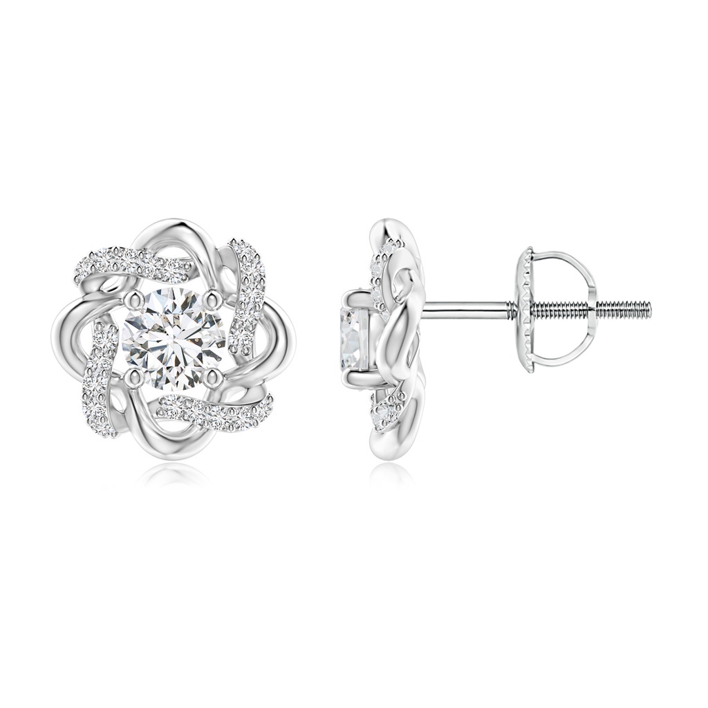 4.2mm HSI2 Round Diamond Knot Halo Stud Earrings in White Gold