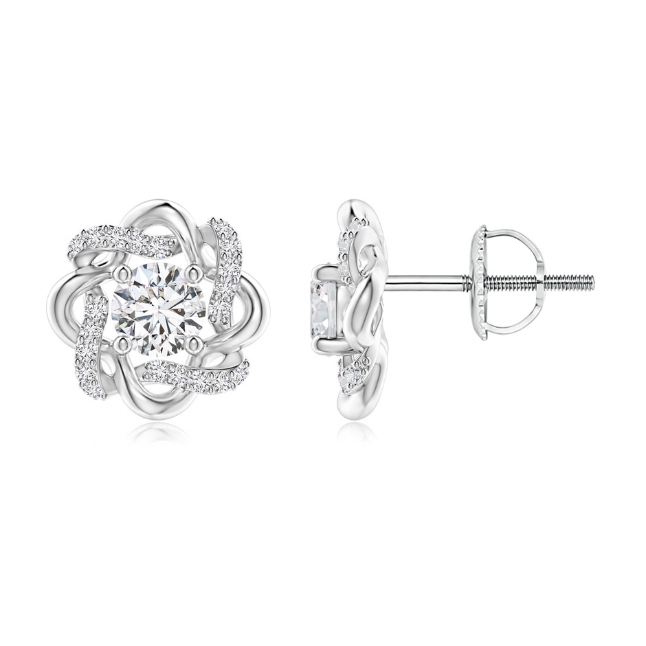 4.2mm HSI2 Round Diamond Knot Halo Stud Earrings in White Gold 